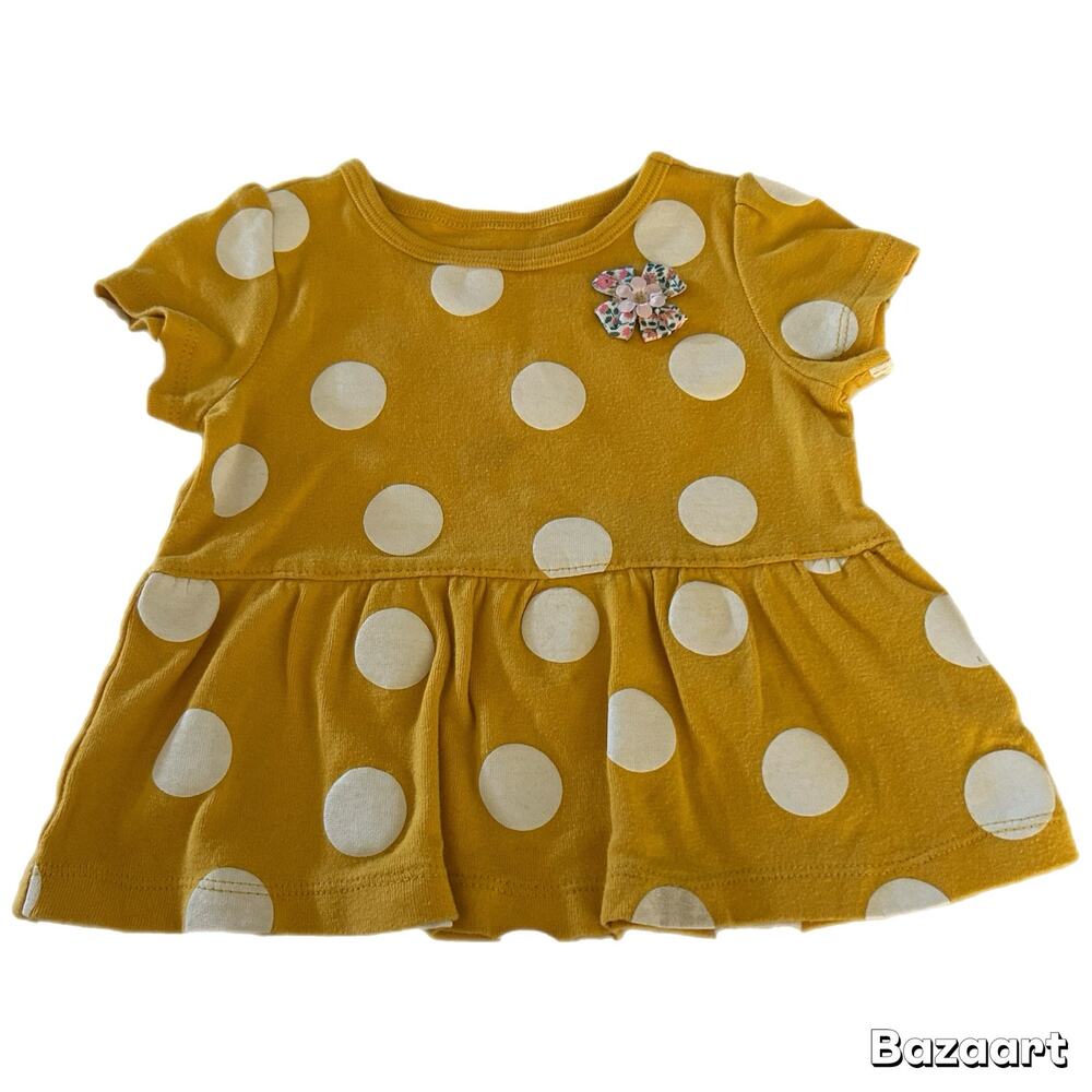 Carter's Polkadot Short Sleeve Top Girls 12M Yellow